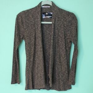 Haute Monde Brown Open-Front Cardigan with Shawl Collar